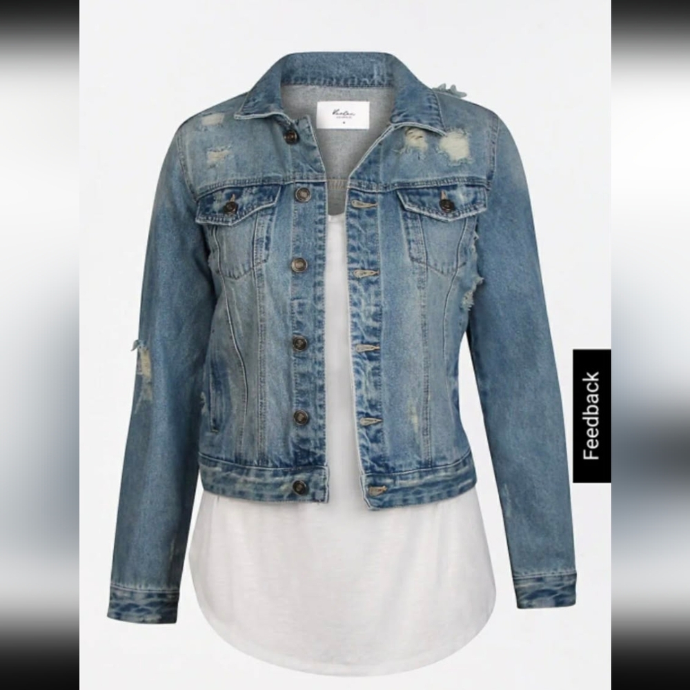 KanCan Classic Blue Denim Jacket - Picture 1 of 4